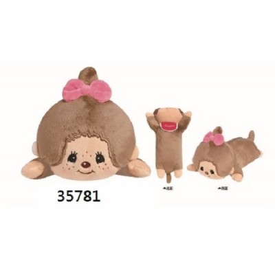 35781 Monchhichi Zipper Plushy Stationery Case Big Head Girl 35781 Monchhichi Zipper Plushy Stationery Case Big Head Girl
