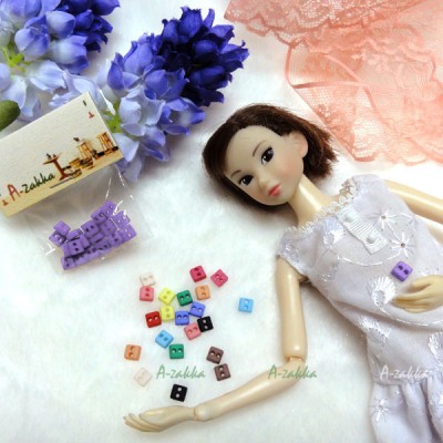 NDB006PUE Doll Dress DIY Sewing Tiny Button Square 5mm Purple NDB006PUE Doll Dress DIY Sewing Tiny Button Square 5mm Purple