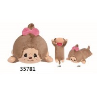 35781 Monchhichi Zipper Plushy Stationery Case Big Head Girl 35781 Monchhichi Zipper Plushy Stationery Case Big Head Girl