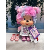 739974 HONG KONG Exclusive Limited - Big Head Monchhichi Dye Tie Purple Hair Girl LOVE YOU ~ NEW ~ 739974 HONG KONG Exclusive Limited - Big Head Monchhichi Dye Tie Purple Hair Girl LOVE YOU ~ NEW ~