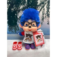 739981 HONG KONG Exclusive Limited - Big Head Monchhichi with Glasses Blue Hair Boy HAPPY DAY ~ NEW ~ 739981 HONG KONG Exclusive Limited - Big Head Monchhichi with Glasses Blue Hair Boy HAPPY DAY ~ NEW ~