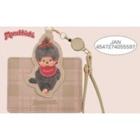 M010-10B Monchhichi Passcase Card Case with Strap Checker PINK M010-10B Monchhichi Passcase Card Case with Strap Checker PINK